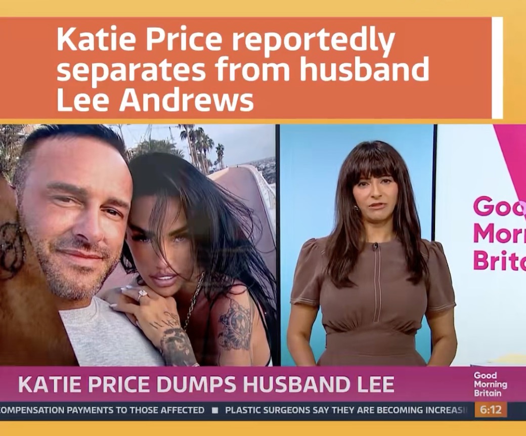 GMB news story about Katie Price and Lee Andrews divorce