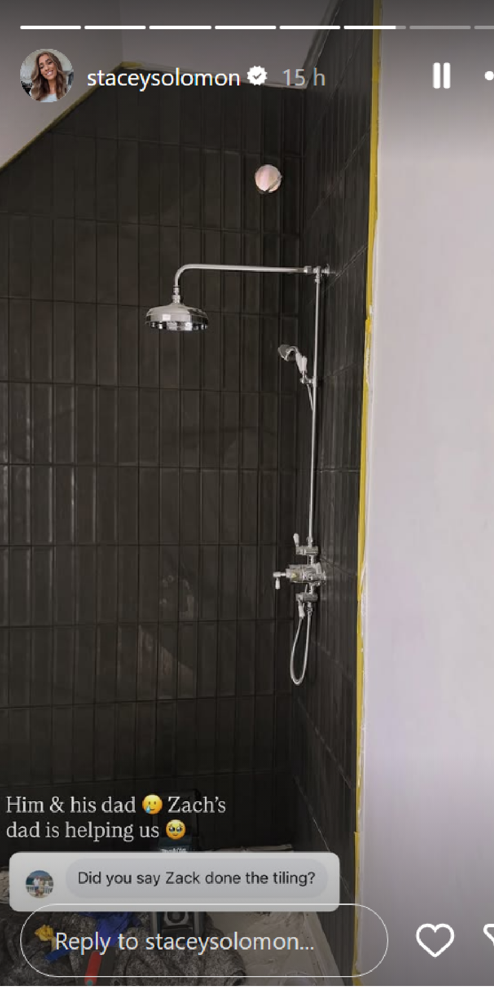 Stacey Solomon shows off bathroom in new home