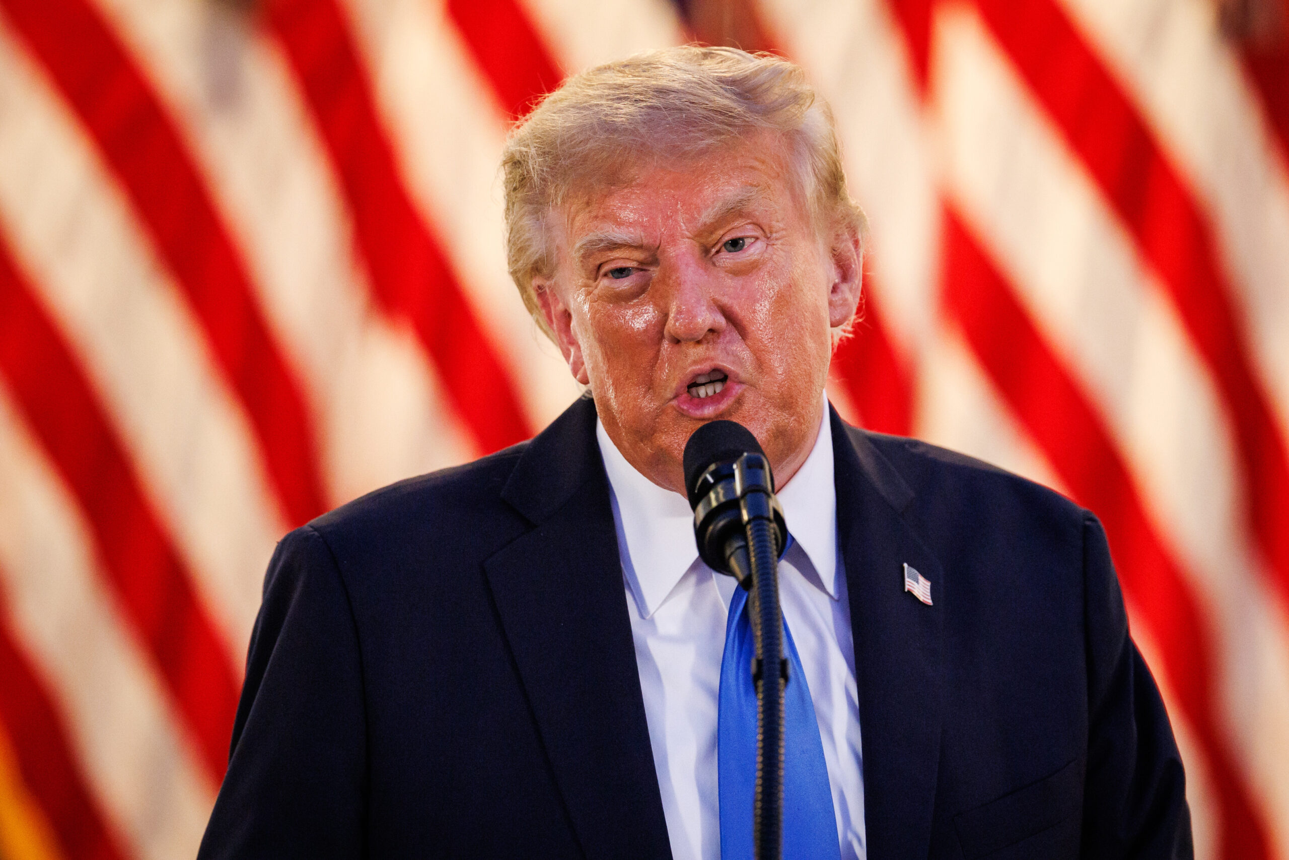 Donald Trump speaking into microphone