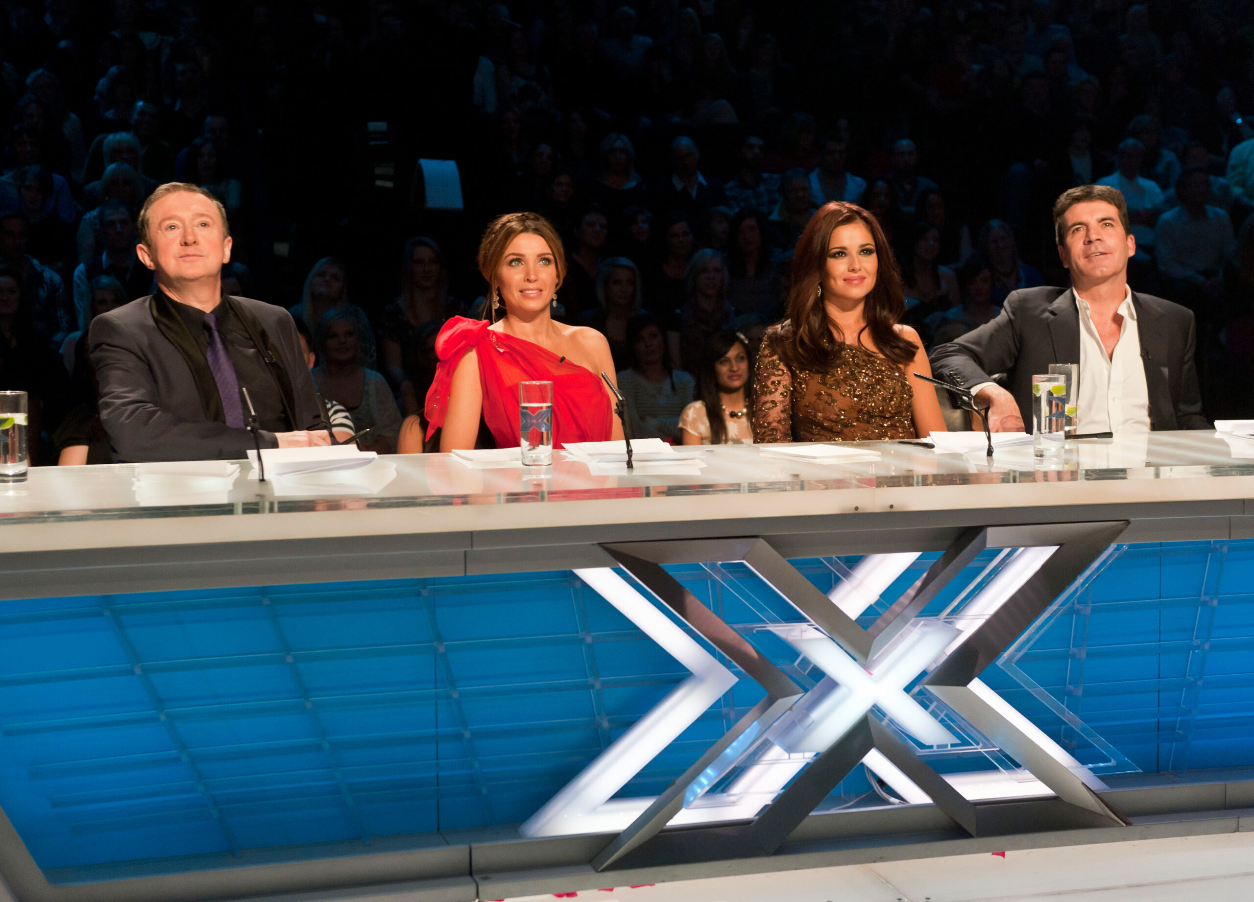Louis Walsh, Dannii Minogue, Cheryl and Simon Cowell on The X Factor