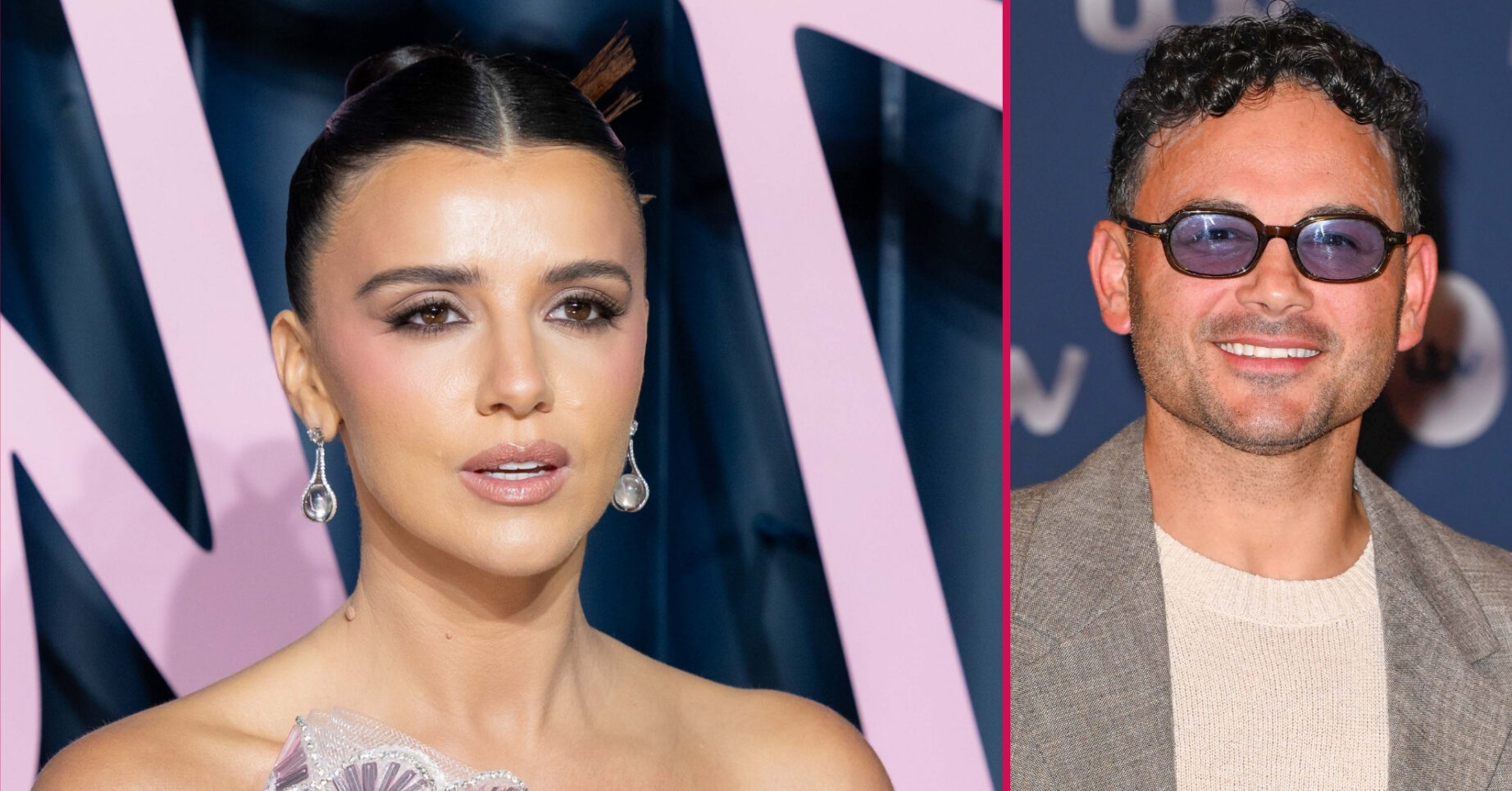 ED composite of Lucy Mecklenburgh posing at event and Ryan Thomas smiling at ITV event