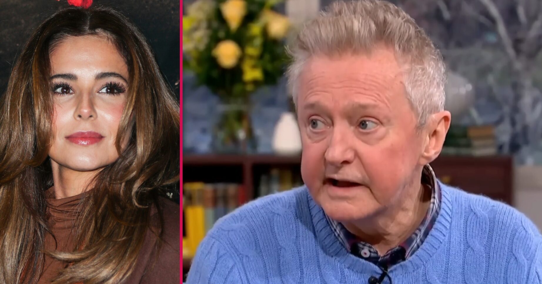 ED composite of Cheryl at event and Louis Walsh on This Morning
