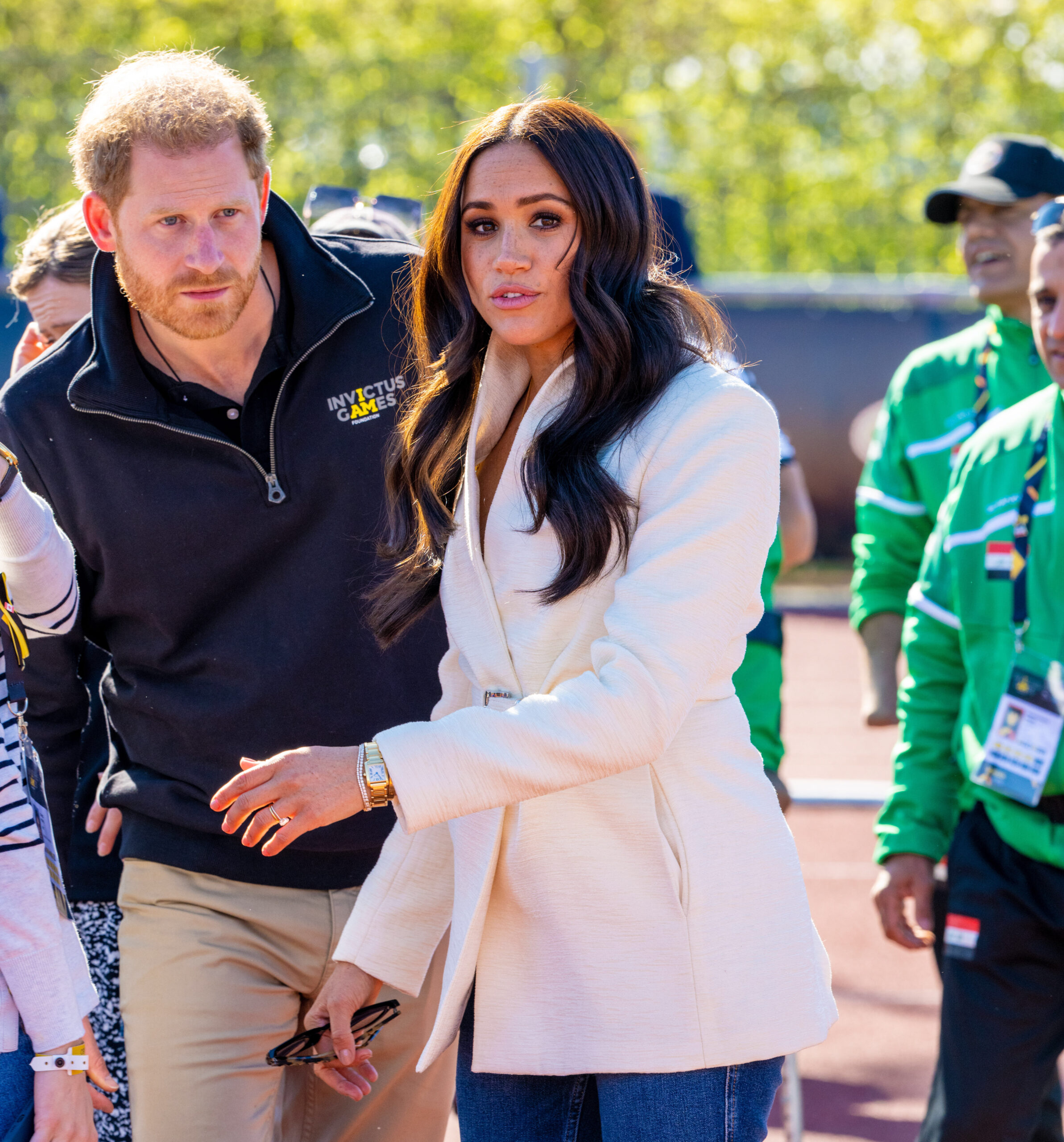 Meghan wears white as she joins Prince Harry
