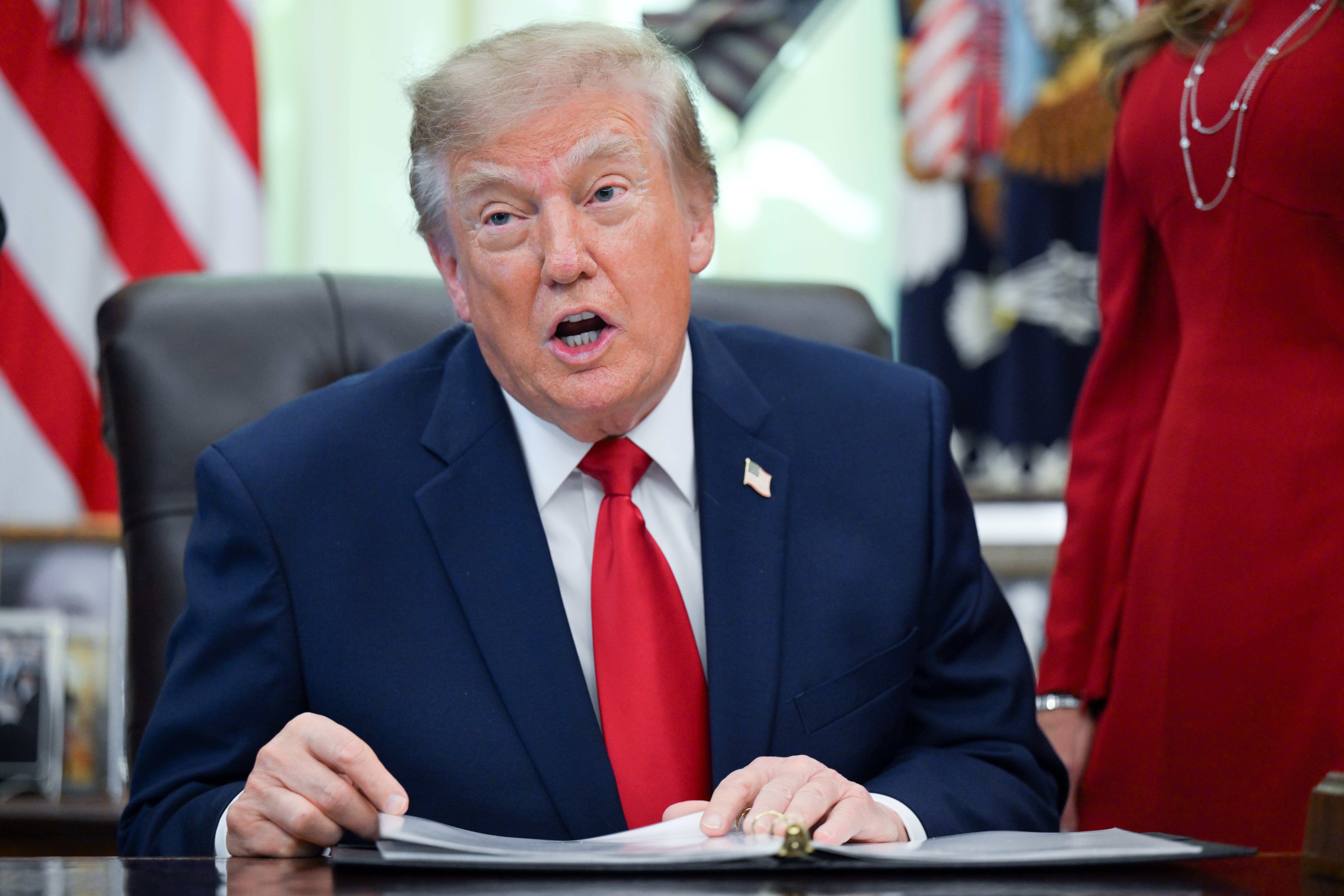 Donald Trump looks fuming