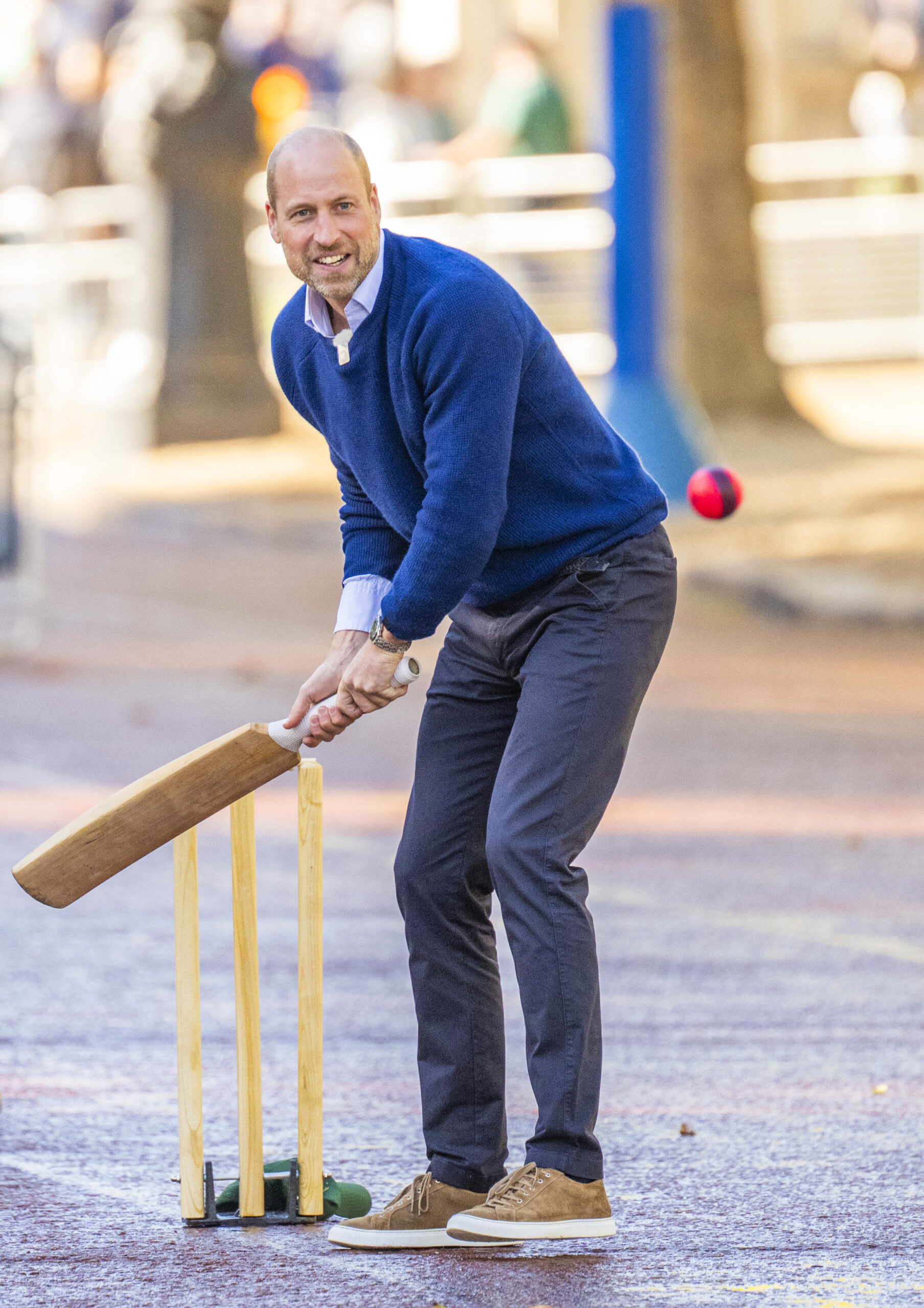 Prince William playing cricket