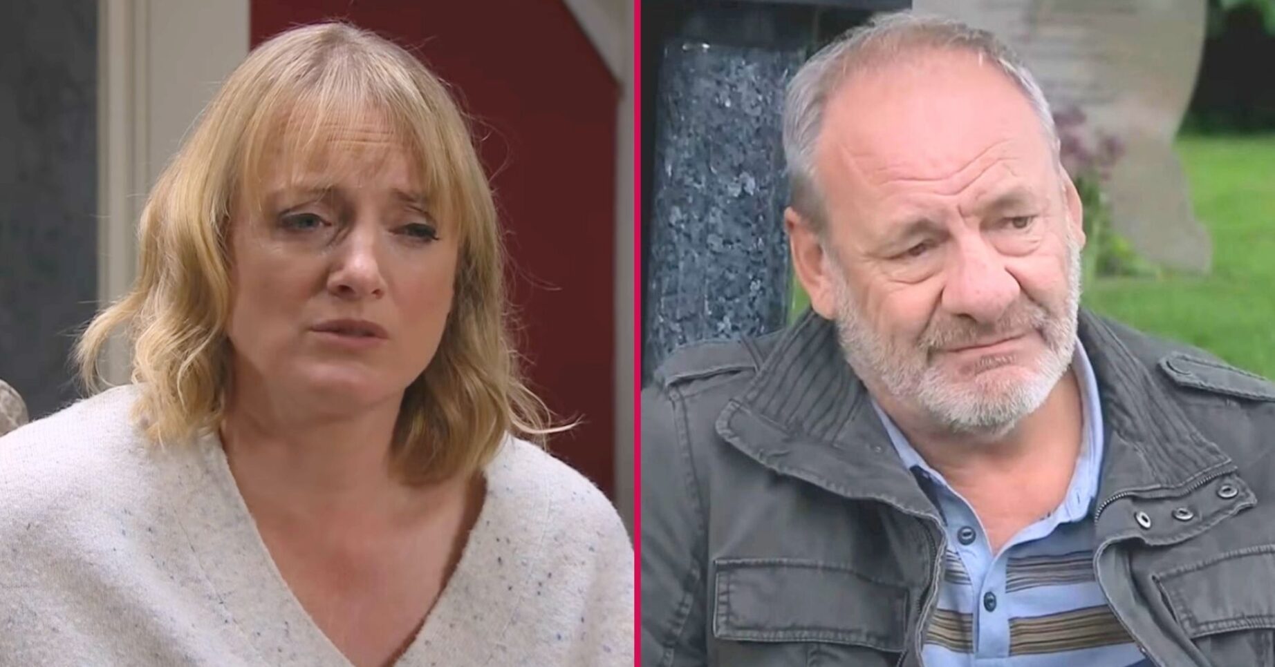 Nicola and Jimmy split image for Emmerdale (Credit: ITV)