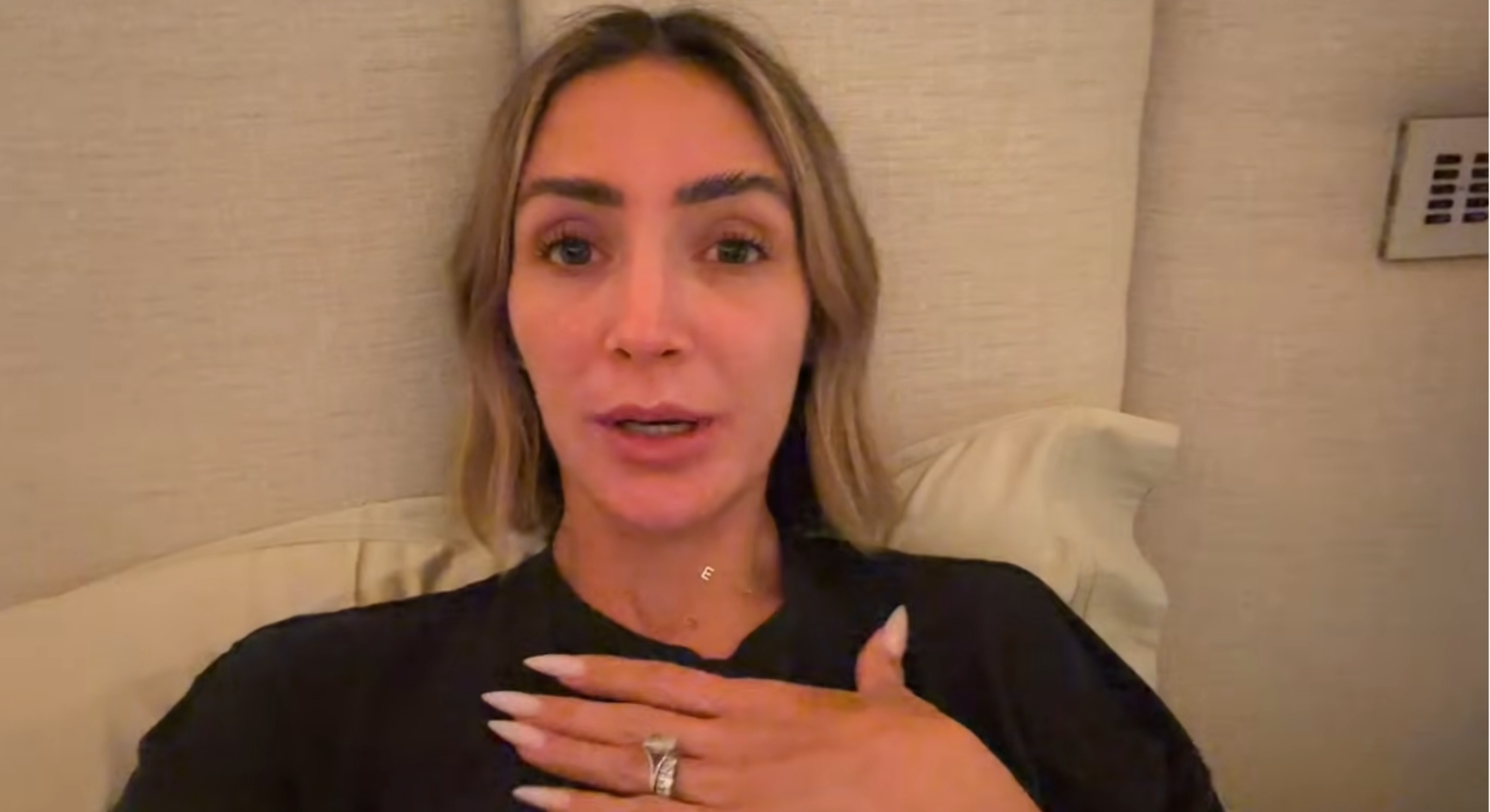 Frankie Bridge talking in her YouTube vlog