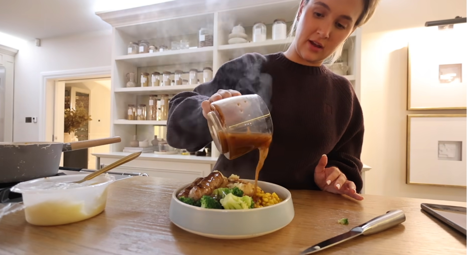 Molly-Mae Hague making herself dinner in YouTube vlog