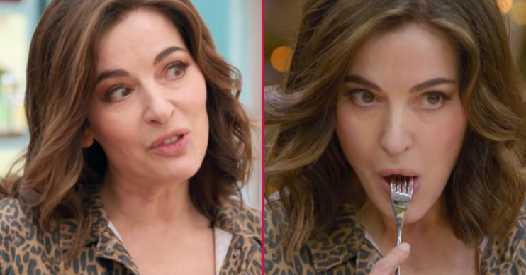 Nigella Lawson leopard print eating