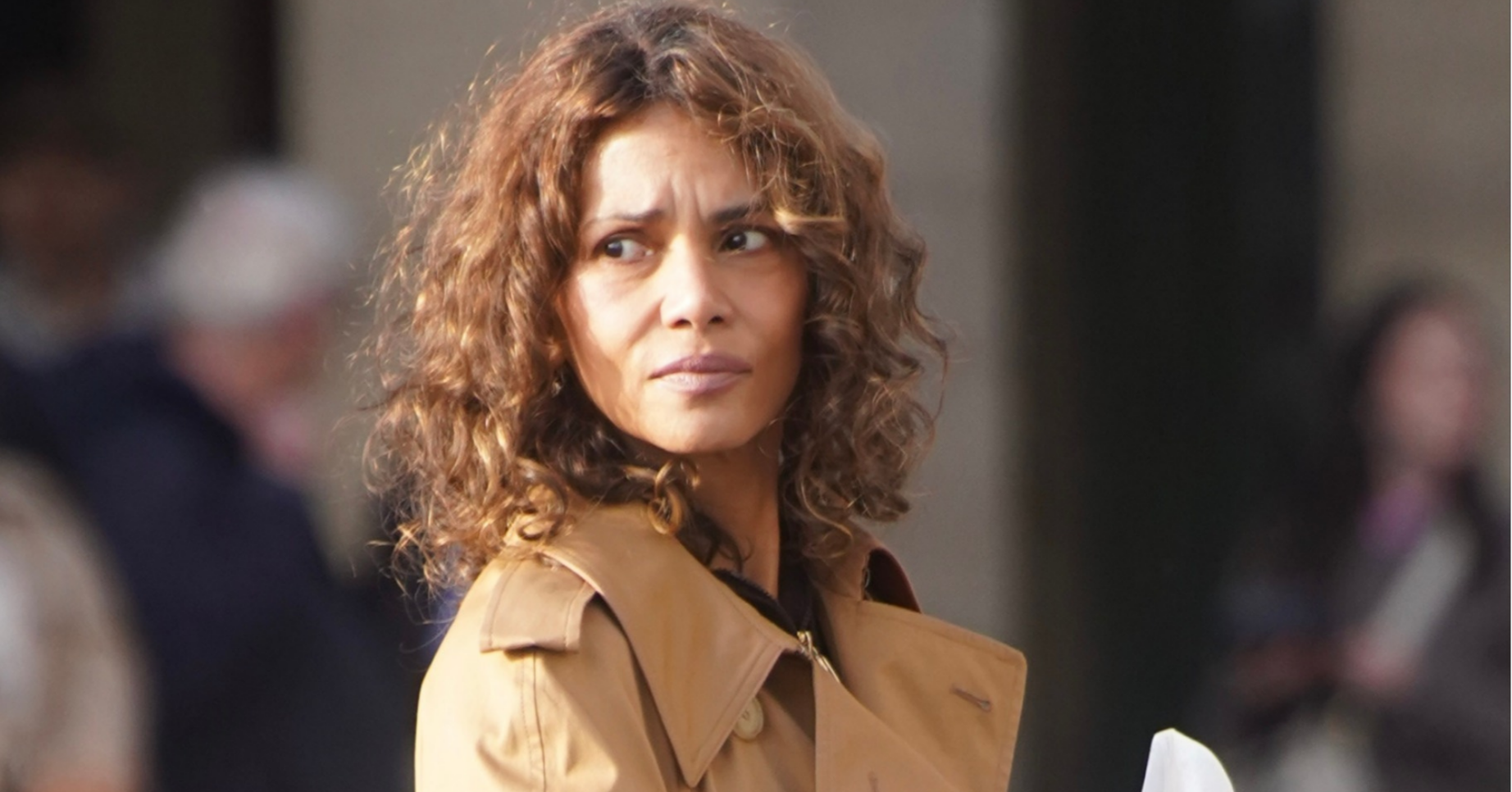 Halle Berry looking over her shoulder