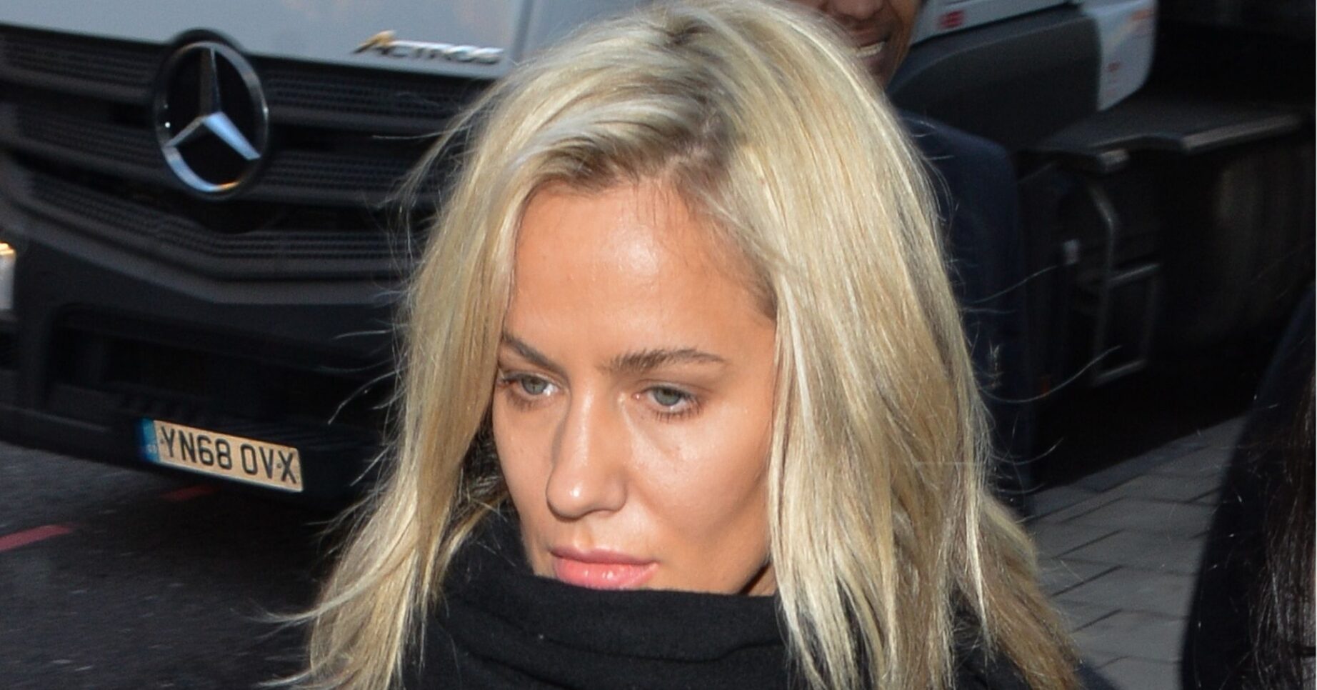 Caroline Flack looking in front