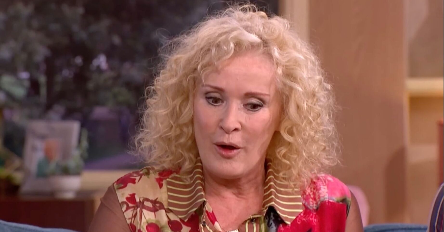 Beverley Callard looking down