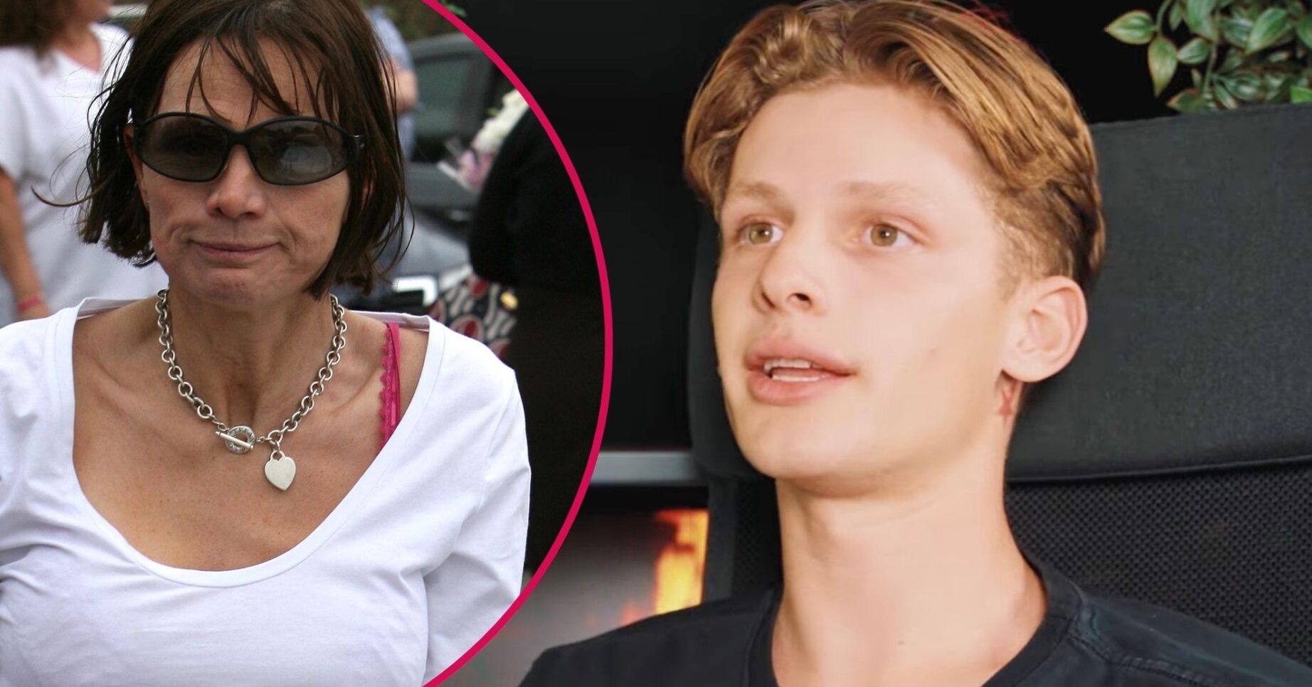 Jackiey Budden wearing sunglasses/Freddy Brazier talking