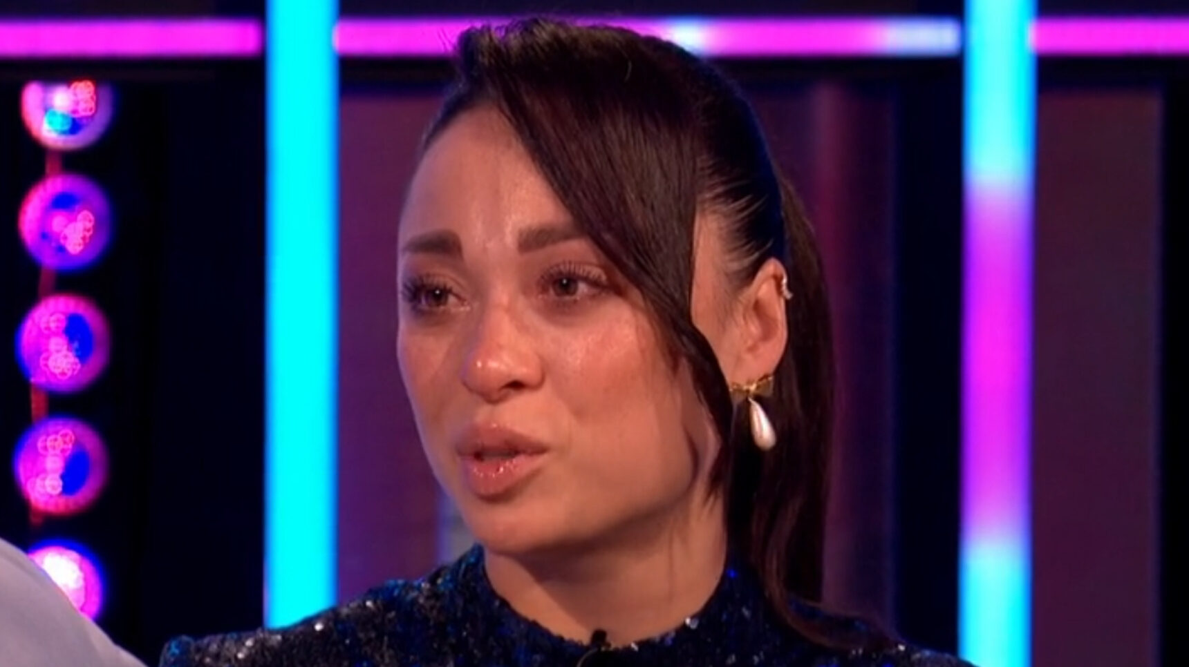 Katya Jones looking tearful on Strictly: It Takes Two