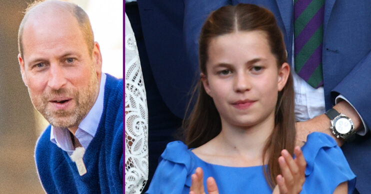 RI composite of Prince William playing cricket and Princess Charlotte clapping at Wimbledon