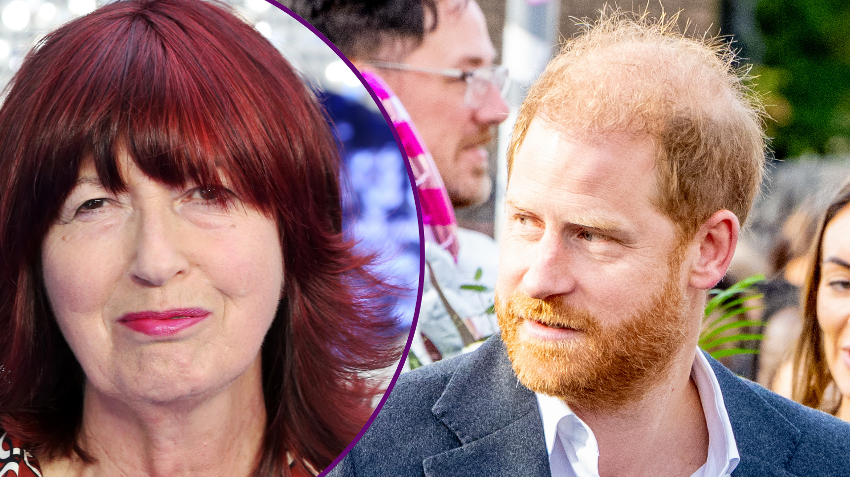 Janet Street-Porter and Prince Harry at different events