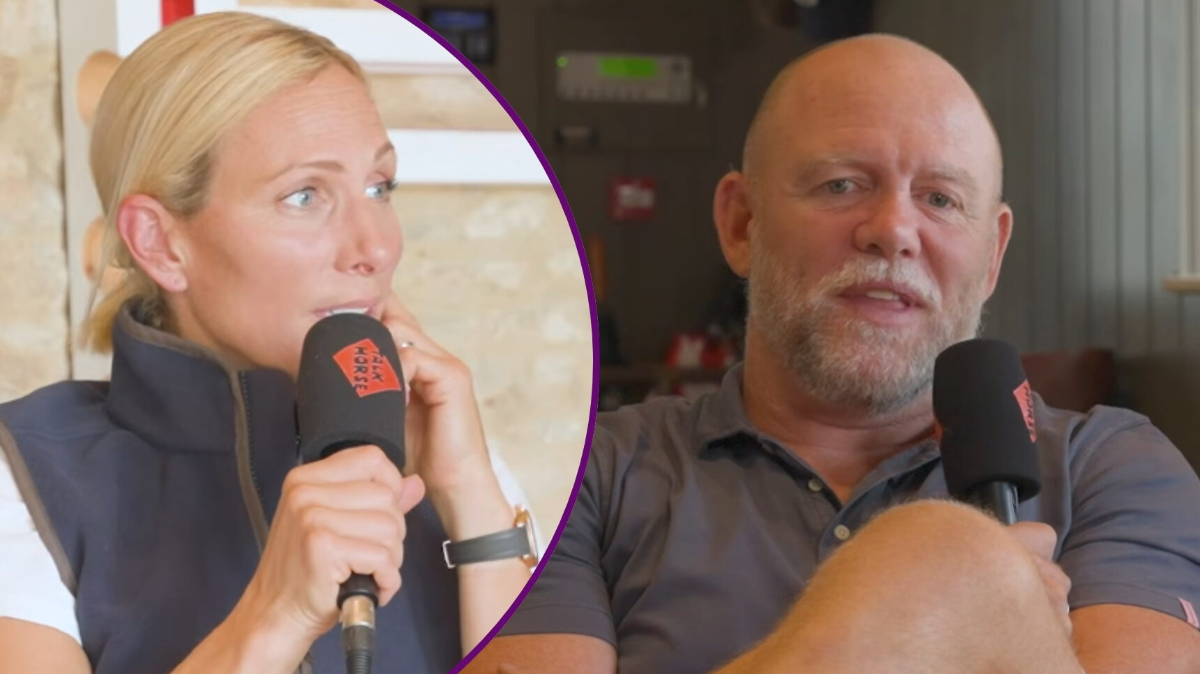 RI composite of Zara and Mike Tindall on Talk Horse podcast