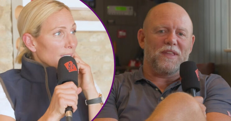 RI composite of Zara and Mike Tindall on Talk Horse podcast
