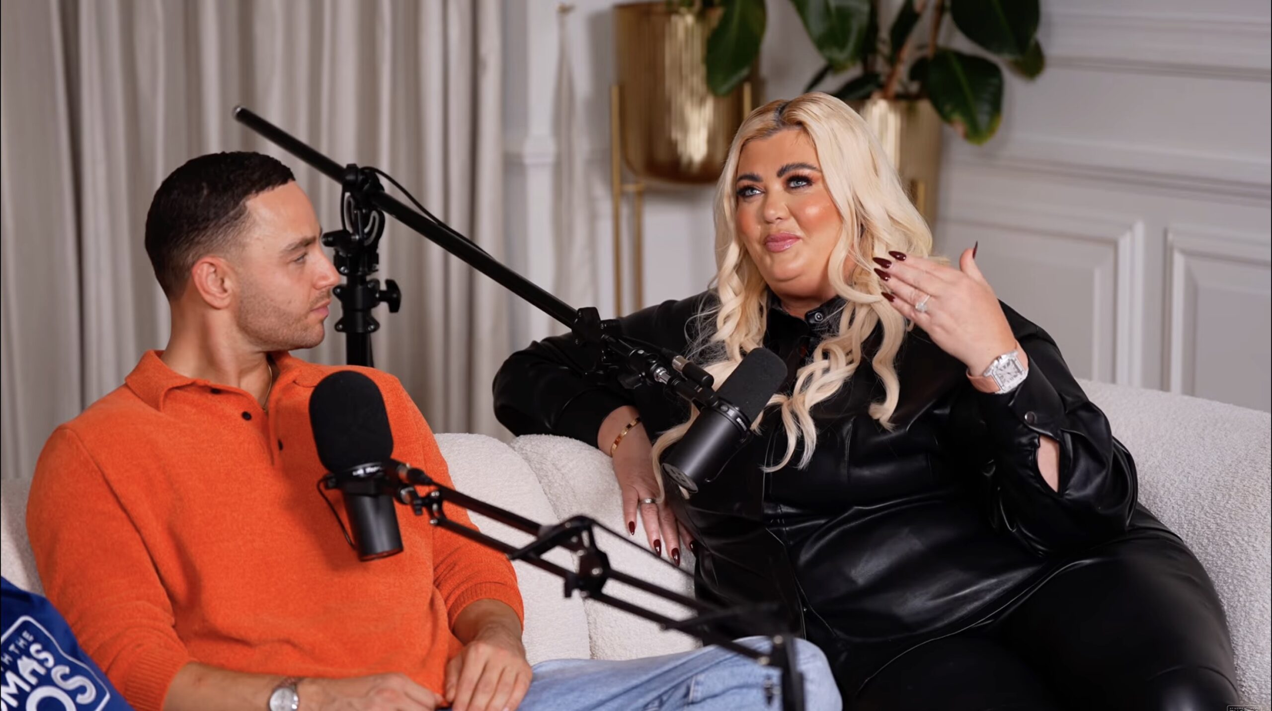 Adam Thomas and Gemma Collins talking