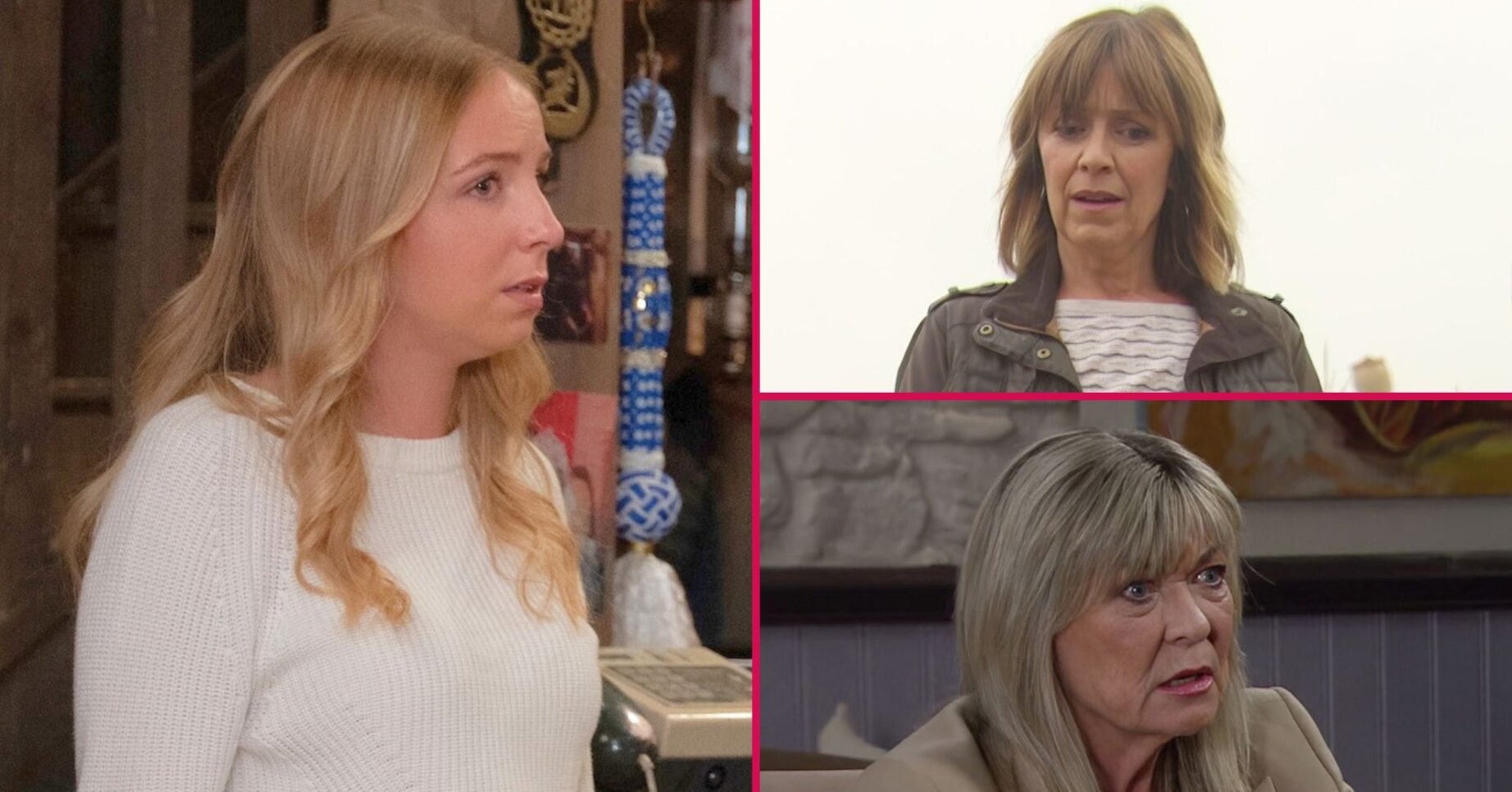 Belle, Rhona and Kim in Emmerdale spoilers (Credit: ITV)