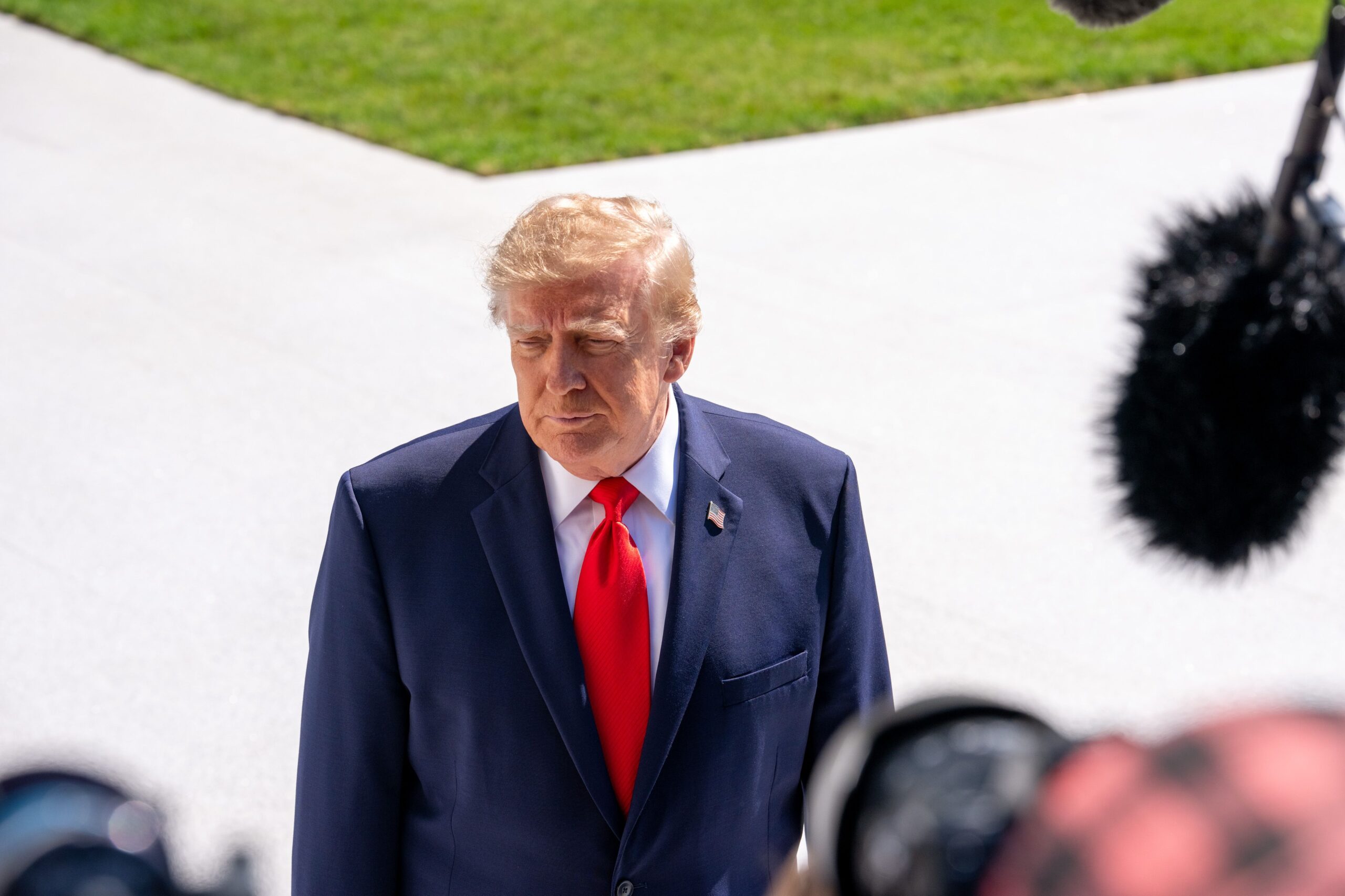 Donald Trump speaking to reporters