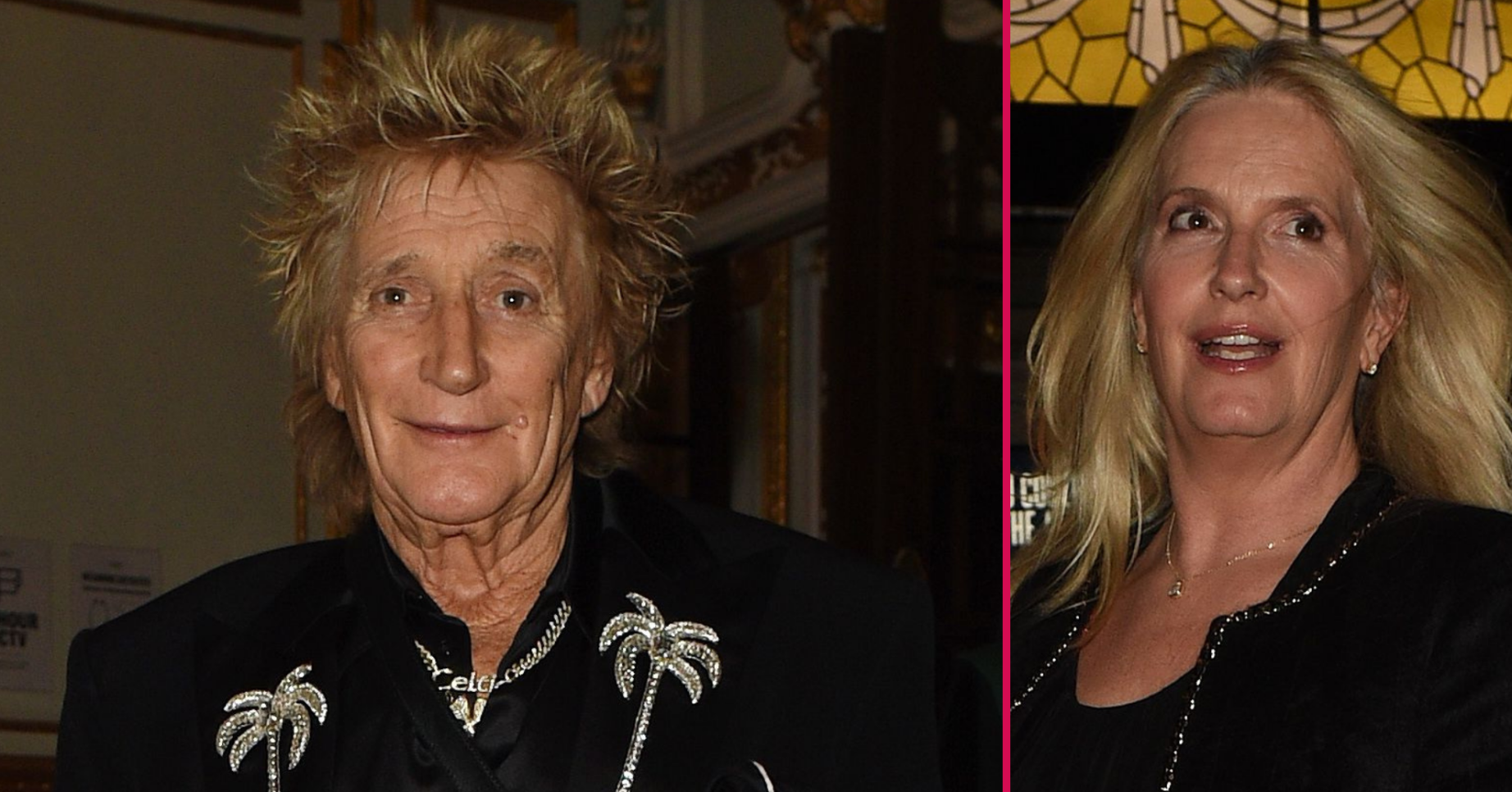 ED composite of Rod Stewart and Penny Lancaster on evening out