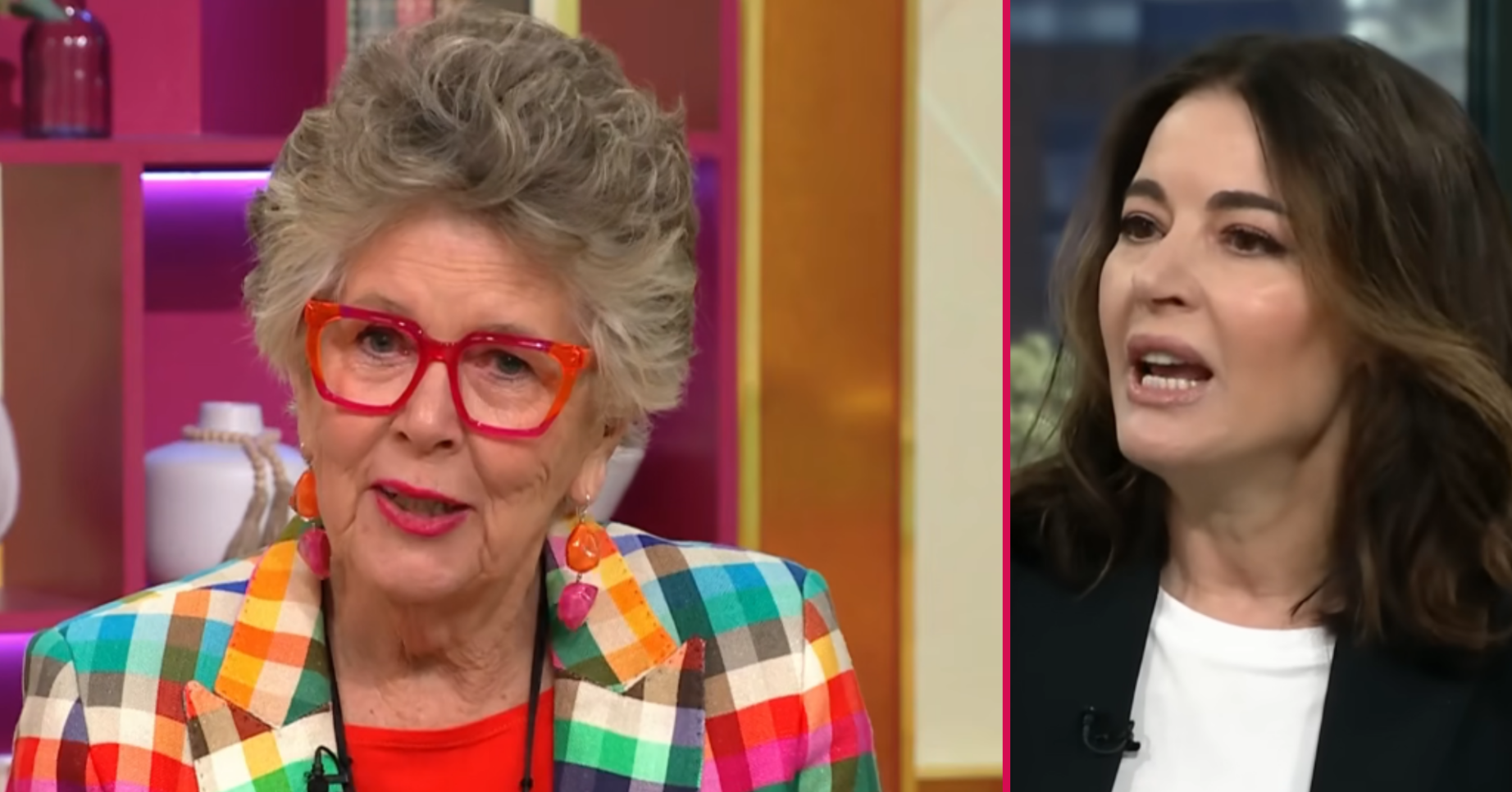 ED composite of Prue Leith on Lorraine and Bake Off star Nigella Lawson on This Morning