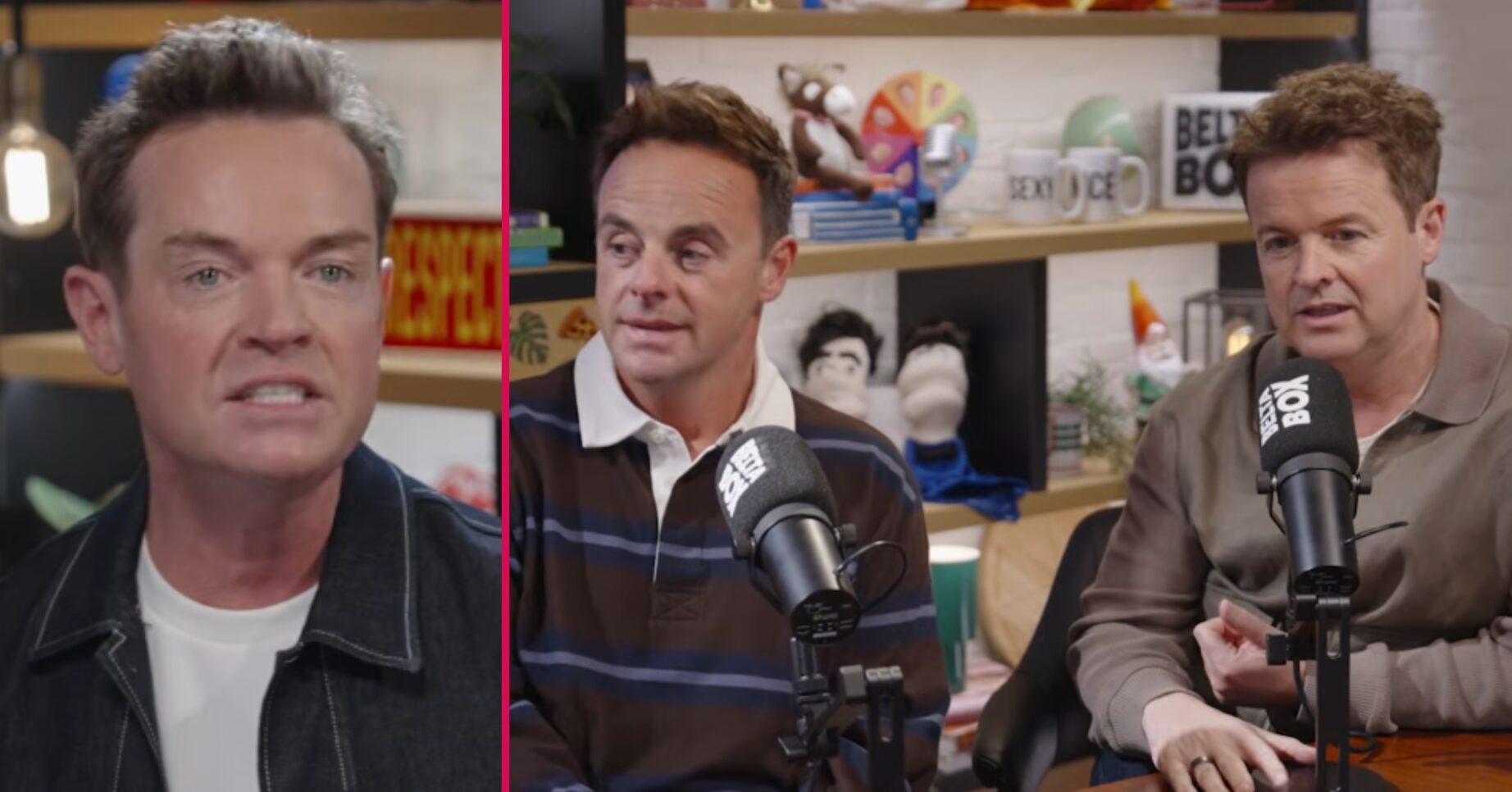 ED composite of Stephen Mulhern and Ant and Dec on their podcast