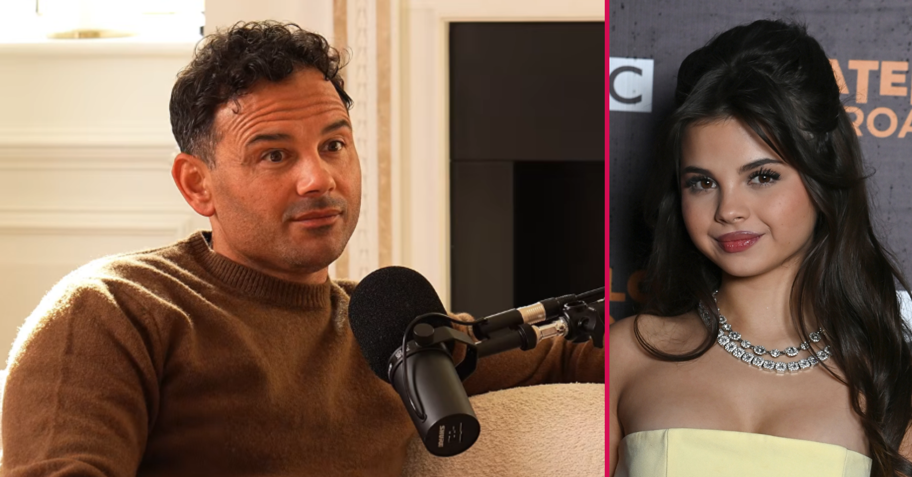 ED composite of Ryan Thomas speaking on podcast and Scarlett Thomas at event