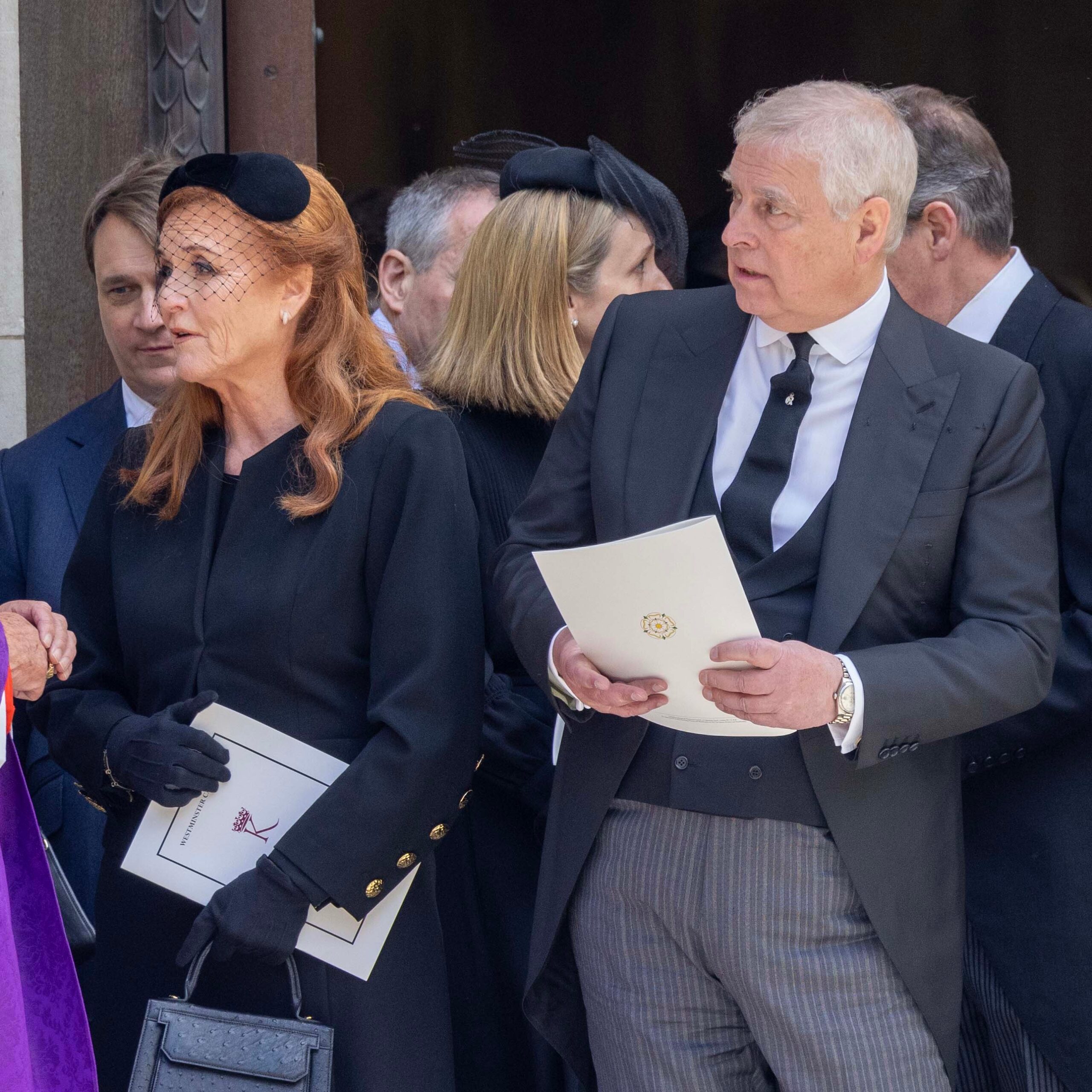 Sarah Ferguson and Andrew Mountbatten-Windsor at a funeral