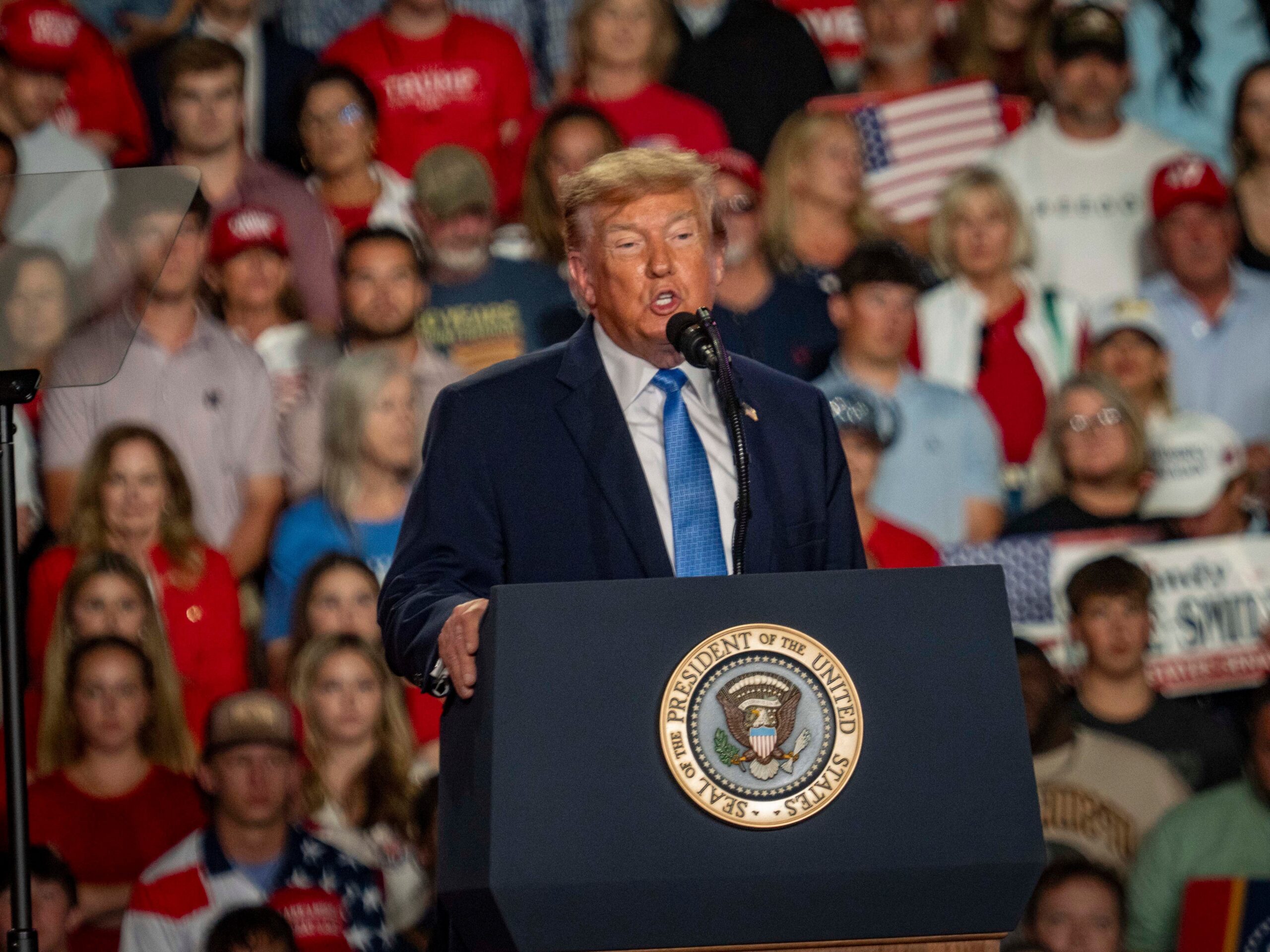 Donald Trump giving a speech 