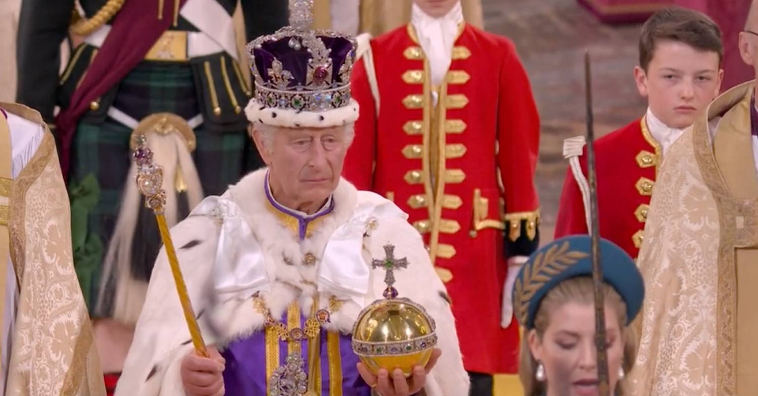 King Charles looks impassive during coronation