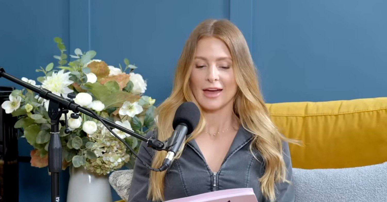 Millie Mackintosh speaking on her podcast