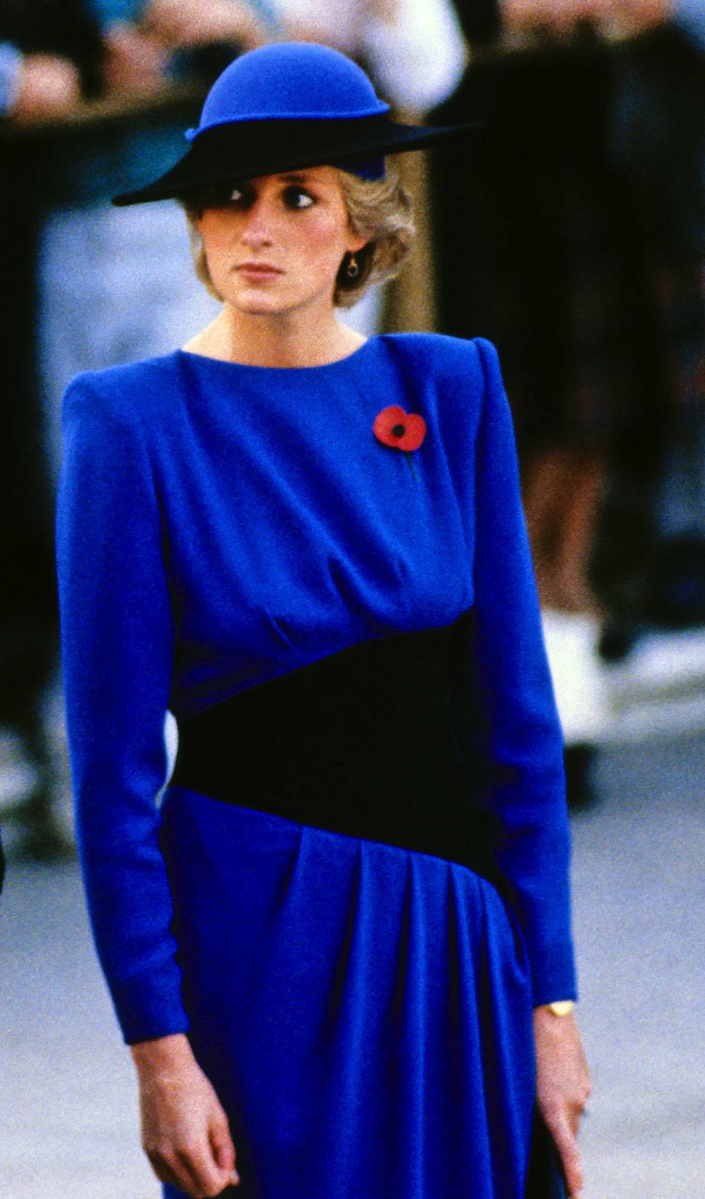 Princess Diana looks solemn