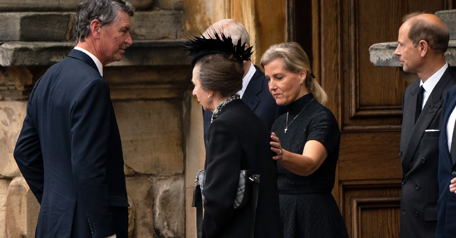 Sophie placing a comforting hand on Anne, Princess Royal's back